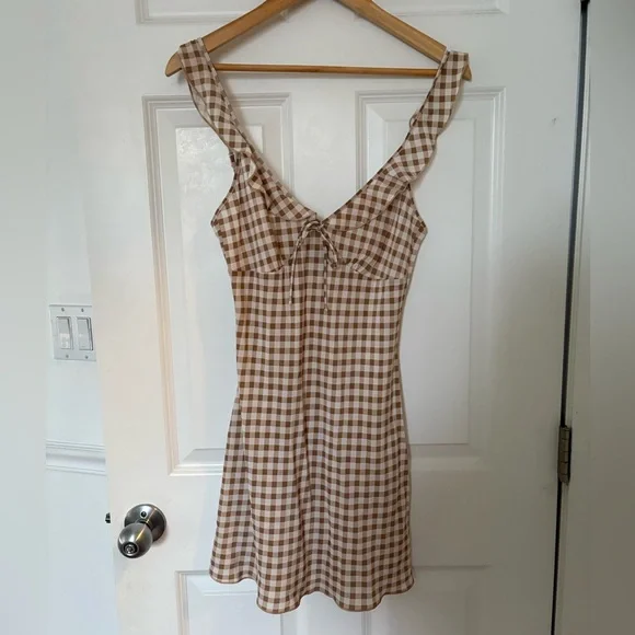 Realisation Par Brown and White Checkered Mini Dress - Picture 3 of 8